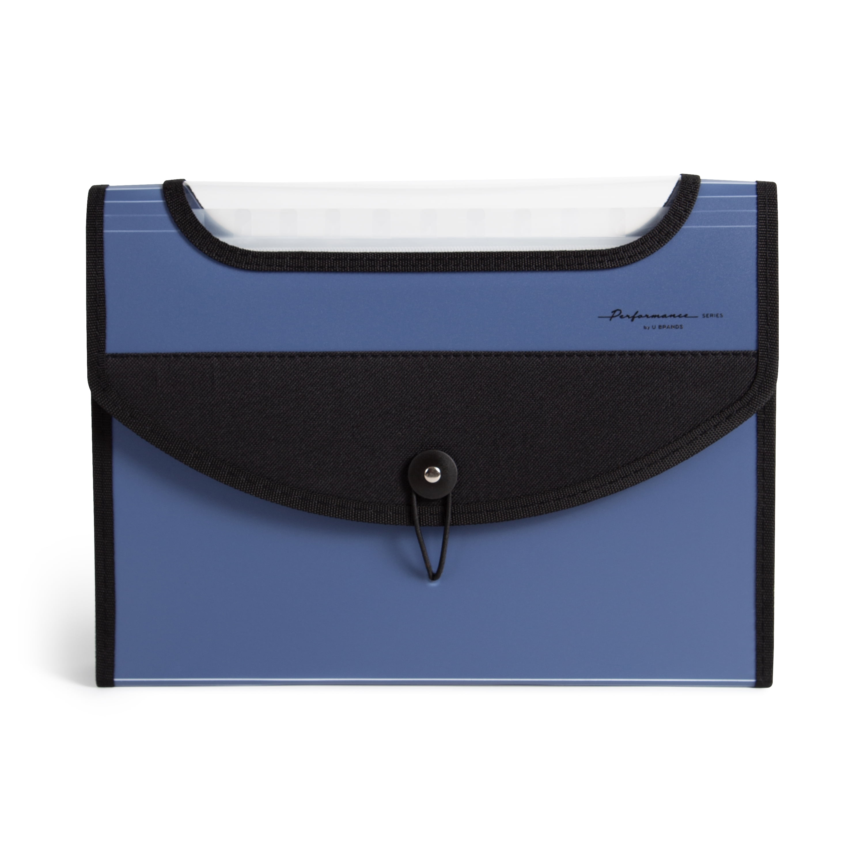 U Brands Performance Poly 13 Pocket File Folder, Clear View Top, Blue