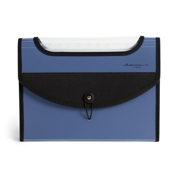 U Brands Performance Poly 13 Pocket File Folder, Clear View Top, Blue