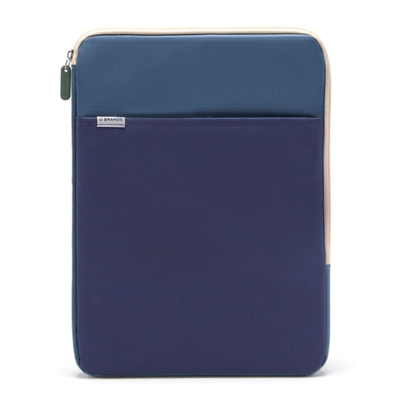 U Brands Ripstop Laptop Sleeve with Pocket for Cords and Accessories, 13"L x 9.25"W x 0.75"D, Tonal Blues