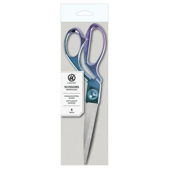 U Brands Scissors, 8” Stainless Steel Blades, Iridescent (2248U06-24)