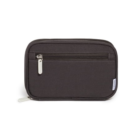 U Brands Single Zip Canvas Tech Pouch, 7.8 x 5 in, Electronic Organizer Travel Case, Slate Gray, Soft Shell