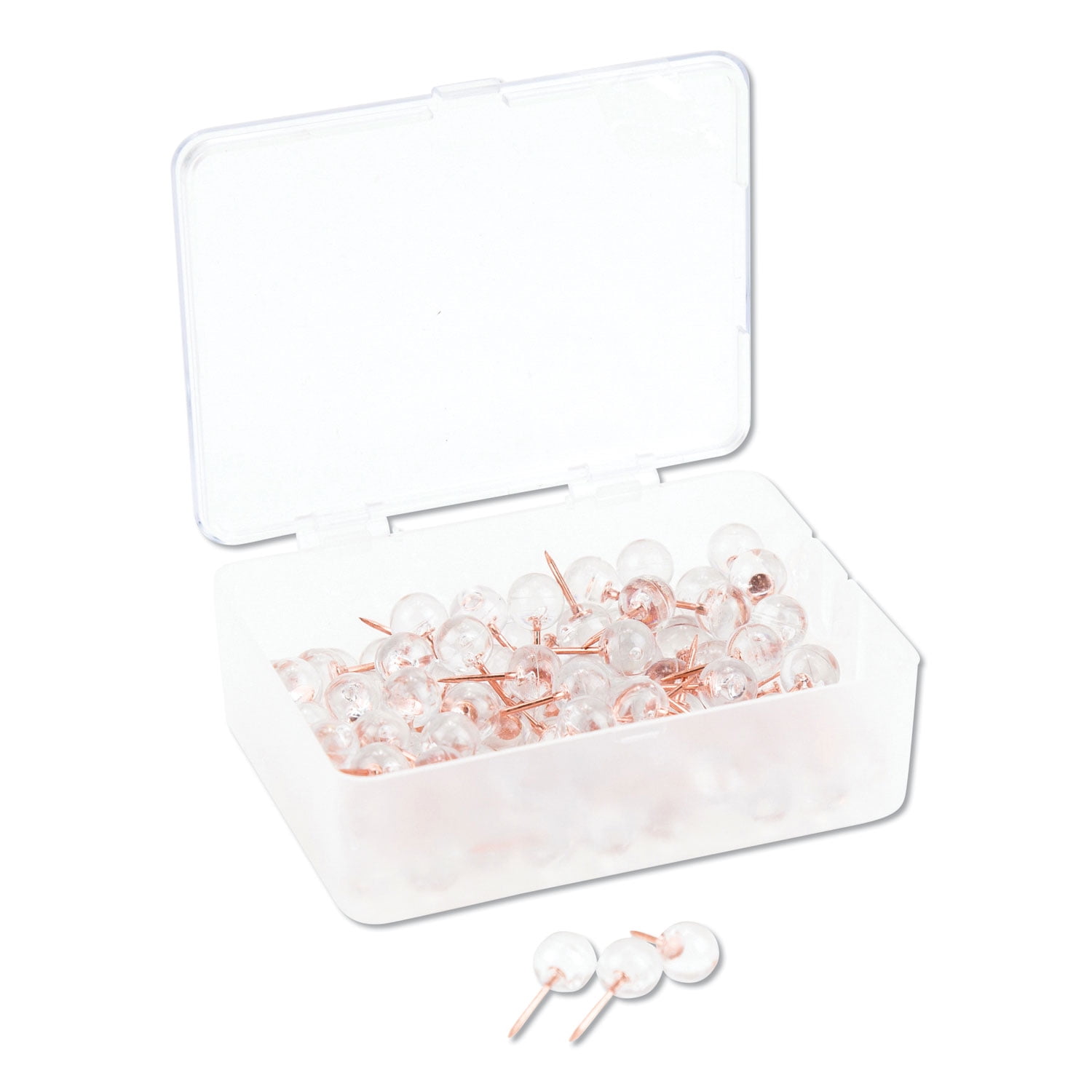 Clear Push Pins, Plastic, Clear, 0.38, 400/Pack - Zerbee