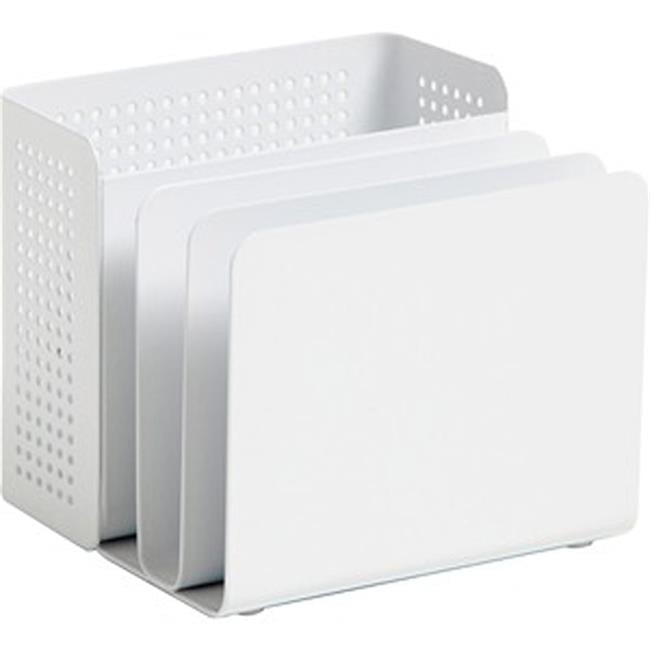 White Metal Perforated Desk Organizer with Pencil Cup