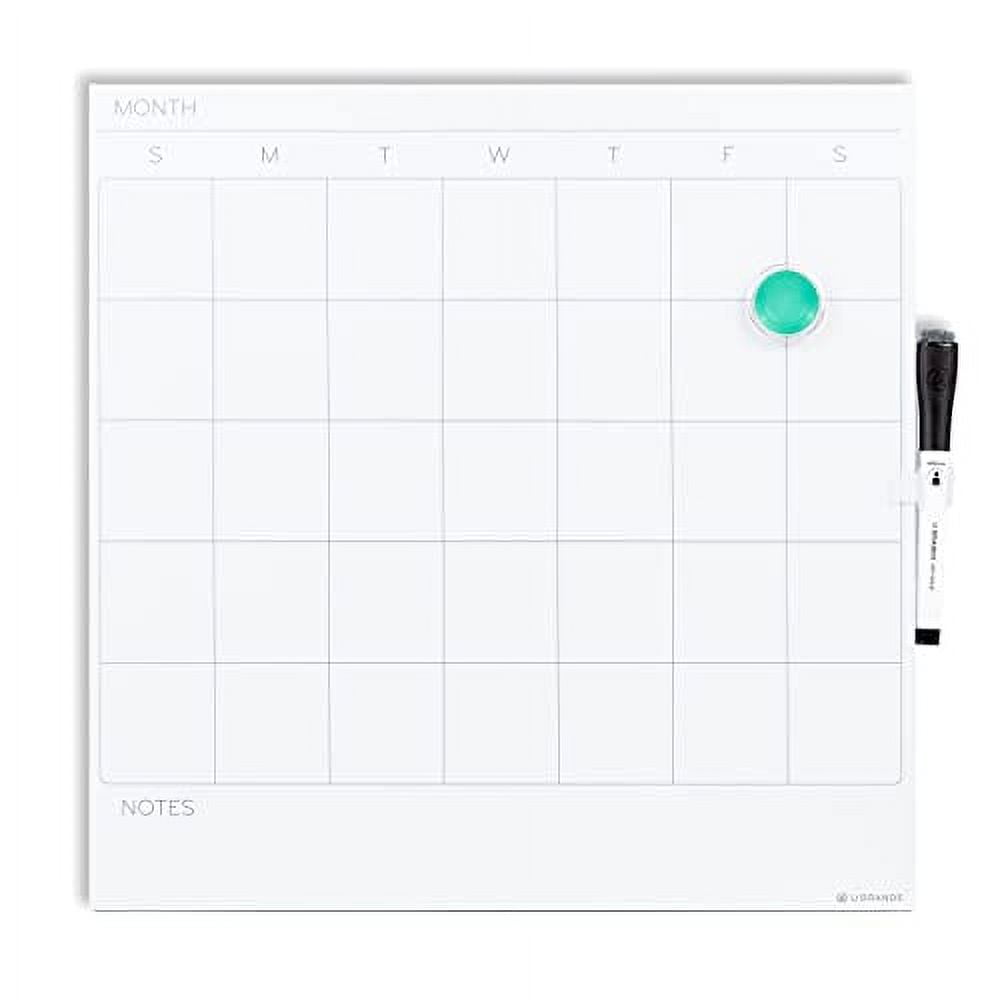 U Brands Unframed DryErase Calendar Whiteboard, 14" x 14
