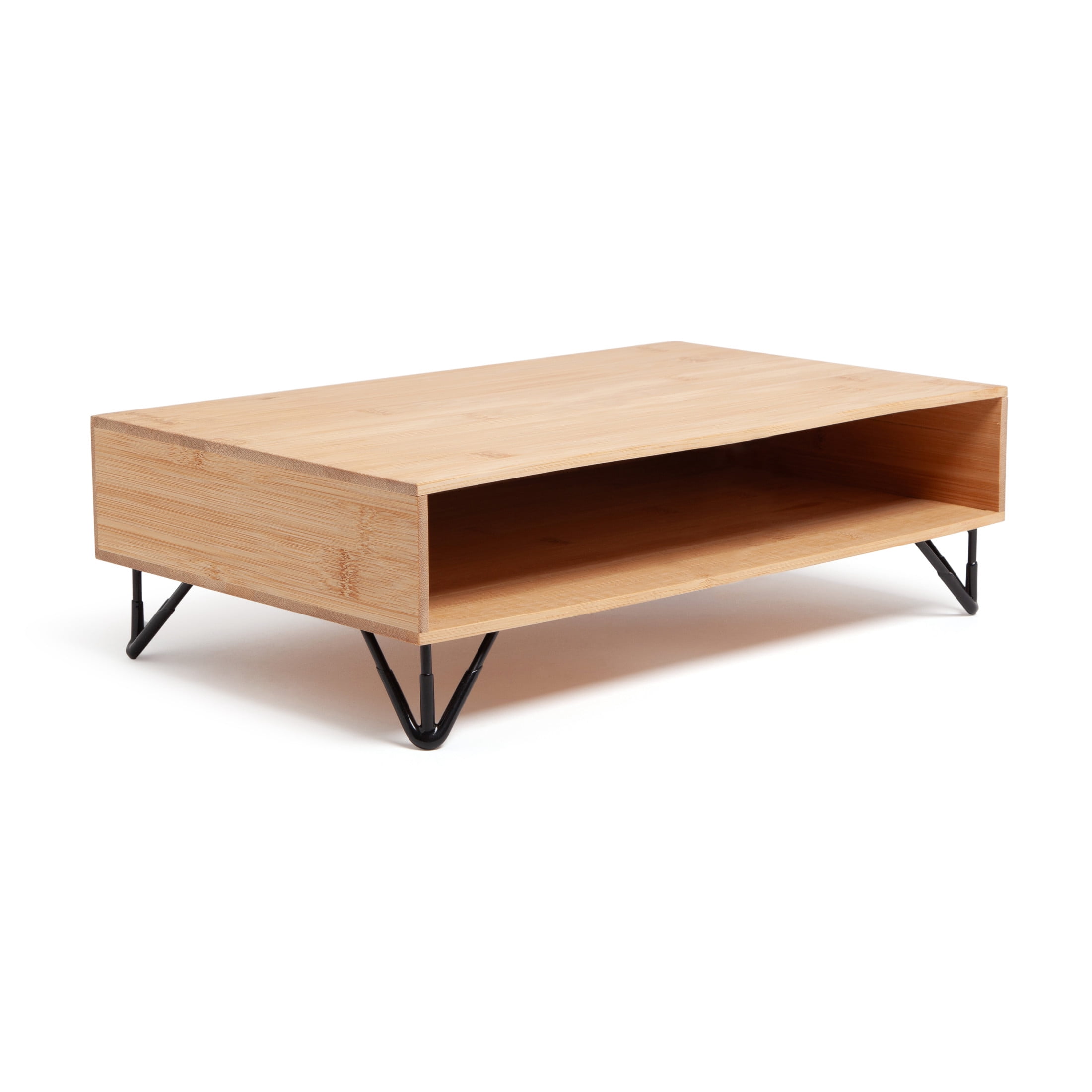 U Brands Verona Desk Monitor Stand with Storage, 16.5 x 10.3 x 5 in., Bamboo