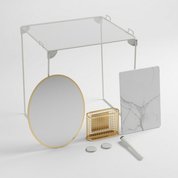 U Brands Wire Locker Starter Kit, Steel Shelf and Accessories, White, 7 Pieces