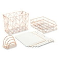 thumbnail image 1 of U Brands Wire Metal Desk Organization Kit, 10 Pieces, Steel, Rose Gold, 2104U, 1 of 5