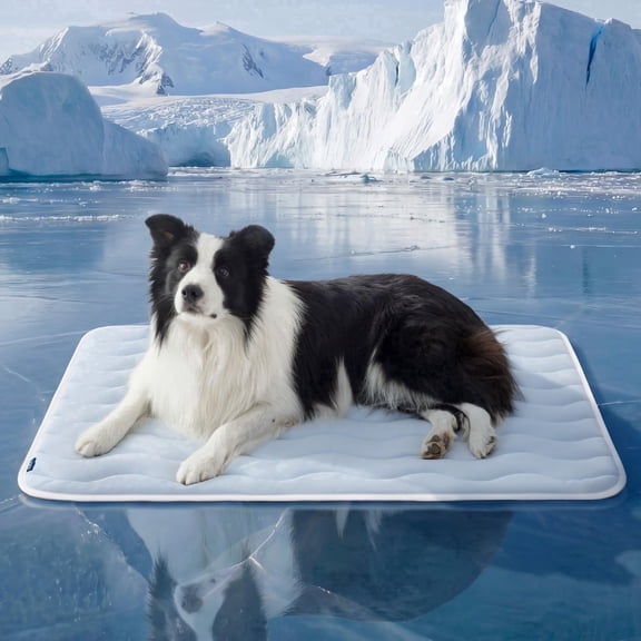 U By Bedsure Cooling Dog Mat 41" x 28", Breathable Crate Pad for XL Dogs, Q-Max 0.4 Summer Cooling Pet Bed, Lightweight Washable Kennel Mat, Blue