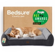 U By Bedsure SupportMax Orthopedic Dog Bed - Medium Size, Extra Thick Support, Waterproof Washable Cover, Soft Sherpa & Nonskid Bottom, Grey, 35"