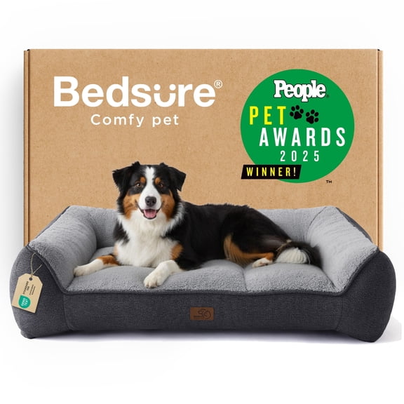 U By Bedsure XL Pro Orthopedic Dog Bed - Large Size, Extra Thick Support, Waterproof Washable Cover, Sherpa & Nonskid Bottom, Grey, 45"