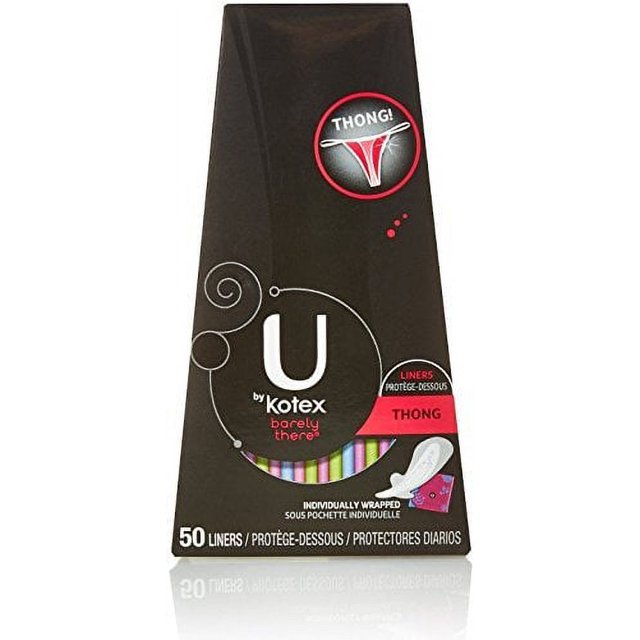 U By Kotex Barely There Thong Panty Liners, 50 Count