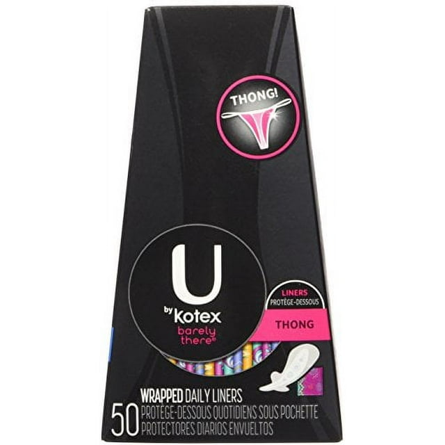 U By Kotex Barely There Thong Panty Liners, 50 Count