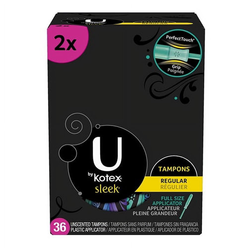 U By Kotex Sleek Unscented Tampons, Regular, 36 Ea