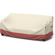 U-COMSO Anti-UV Patio Furniture Covers, Upgraded Heavy Duty Weatherproof Patio Furniture Cover ( 124" W×59" D×29" H)-Beige&Red