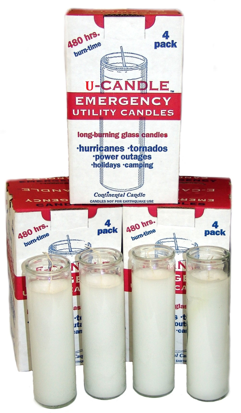 UCandle Continental Candle Emergency Utility Candles, 4 pack
