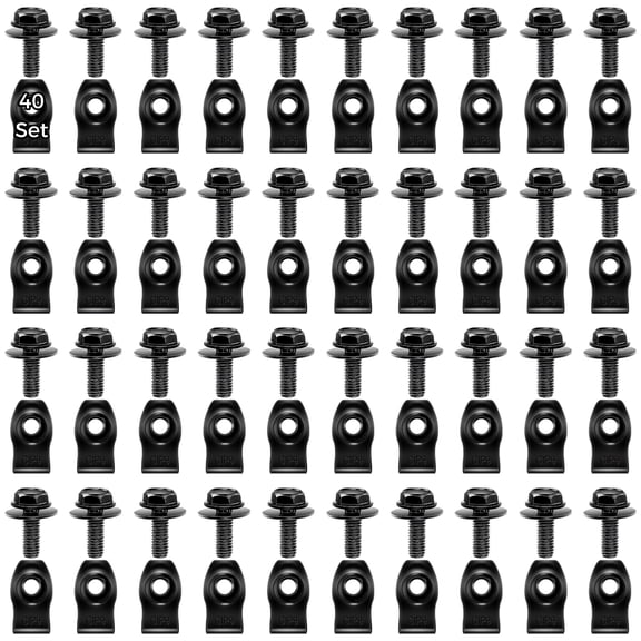 U-Clip Nuts and Bolts Set 40 Packs, Metal Speed Fastener Clips with Mounting Screws, Panel Fixing Hardware Kit, Quick Install Clip Nuts for Sheet Metal Assembly