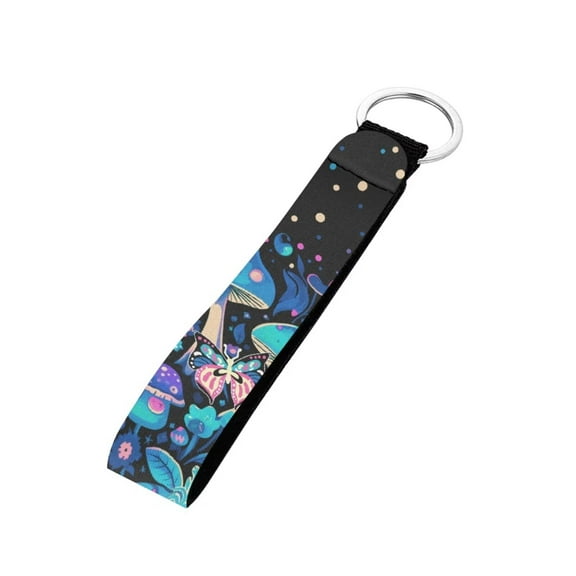 FOR U DESIGNS Aesthetic Keychain Wristlet Strap Mushroom Butterlfy Wristlet Lanyard Keychain for Kids Girl Lightweight Hand Strap for Backpack Wallets Phone