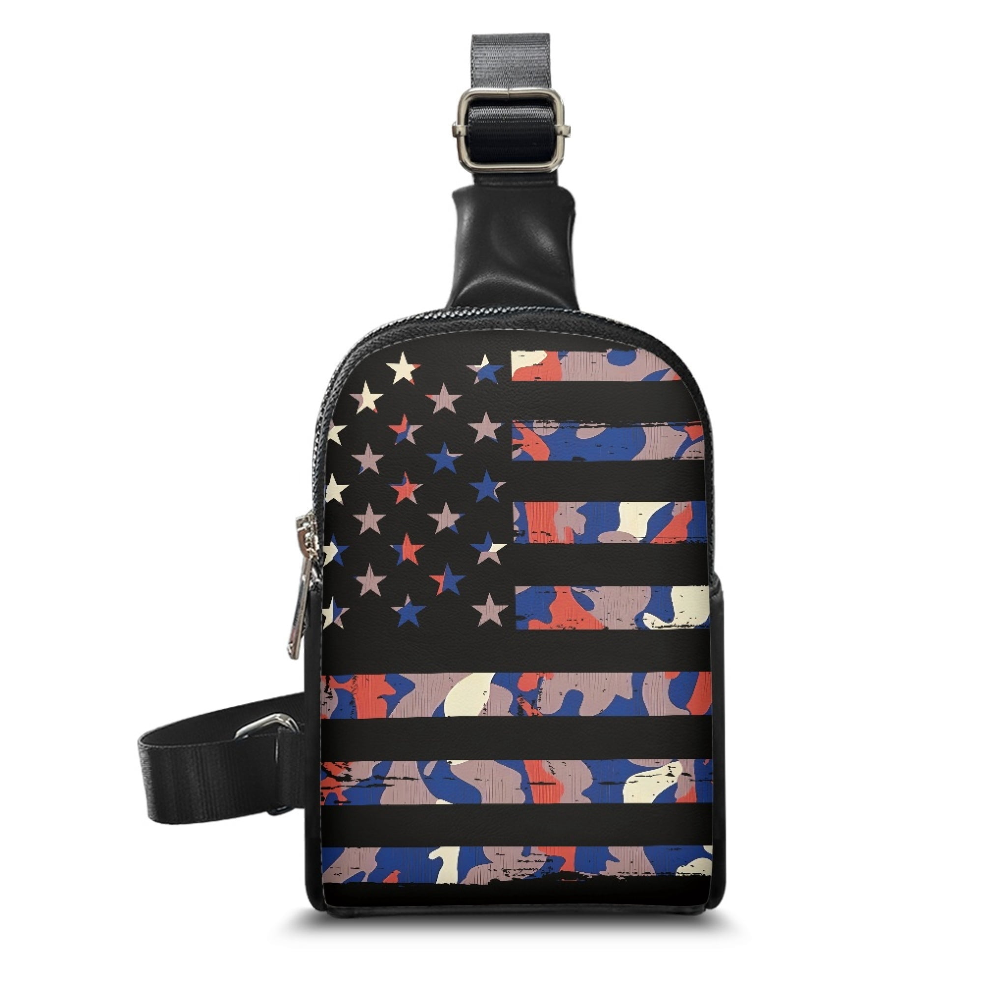 FOR U DESIGNS American Flag Crossbody Fanny Packs for Women Small Sling Bag Camo Shoulder Bag Travel Hiking Backpack Daypack PU Leather Chest Bag with Adjustable Strap