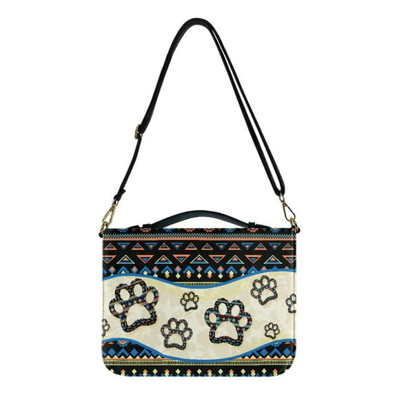 FOR U DESIGNS Aztec Southwest Bible Case for Girls Dog Paws Bible Cover Leather Case Portable Bible Bag with Handle and Zippered Size Large Reusable Sturdy Bible Protective Carrier