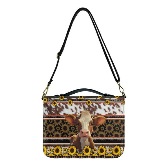 FOR U DESIGNS Aztec Tribal Bible Bags for Men Sunflower Cow PU Bible Case with Shoulder Strap Size Medium Wear Resistant Bible Holder Carrying Organizer Bags for Bible Study Religious