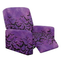 FOR U DESIGNS Bat Purple Pattern Recliner Chair Covers 4-Pieces Stretch Recliner Armchair Covers Wear-Resistan Sofas Couches Slip Protector Halloween Decor with Storage Pockets