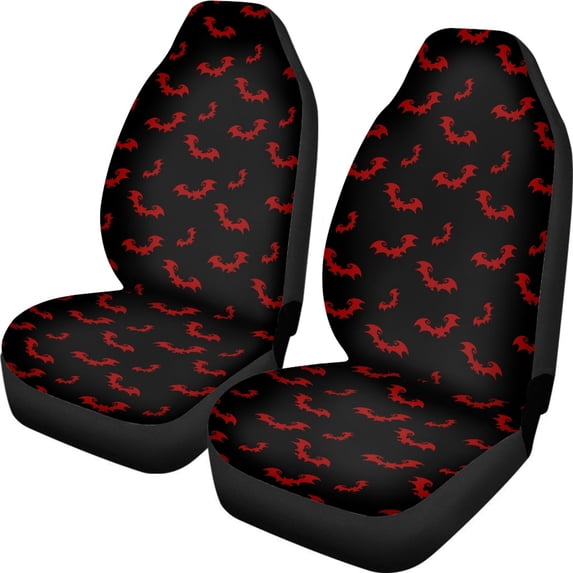 FOR U DESIGNS Bat Red Pattern Car Seat Covers Breathable Car Seat Cover Protector Set for Front Seat, 2 PCS Stretchy Auto Interior Covers Fit for SUV, Truck, Van