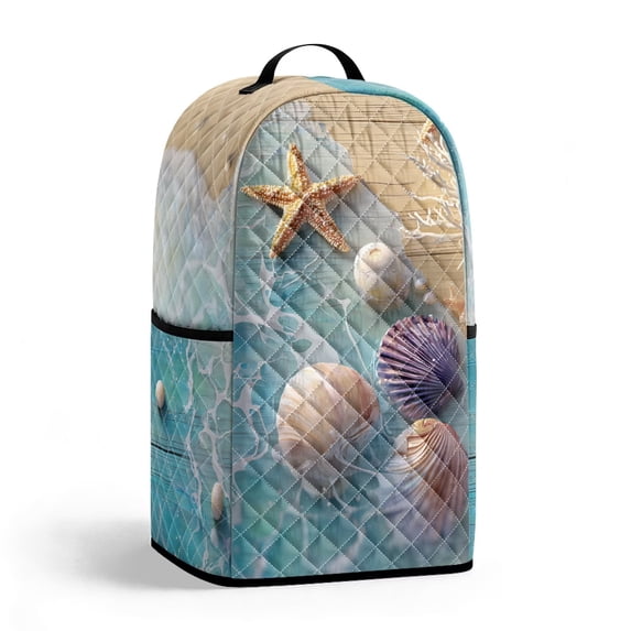 FOR U DESIGNS Beach Starfish Shell Print Mixer Dust Cover Quilted, Washable, Stain Resistant, with 2 Pockets, Fits Most Stand Mixers & Blender, Kitchen Counter