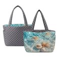 thumbnail image 1 of FOR U DESIGNS Beach Starfish Shell Print Quilted Tote Bag for Women, Reversible Handbag with Pockets, Double Sided Usable Hobo Purse Lightweight Tote Handbag for Work School, 1 of 6
