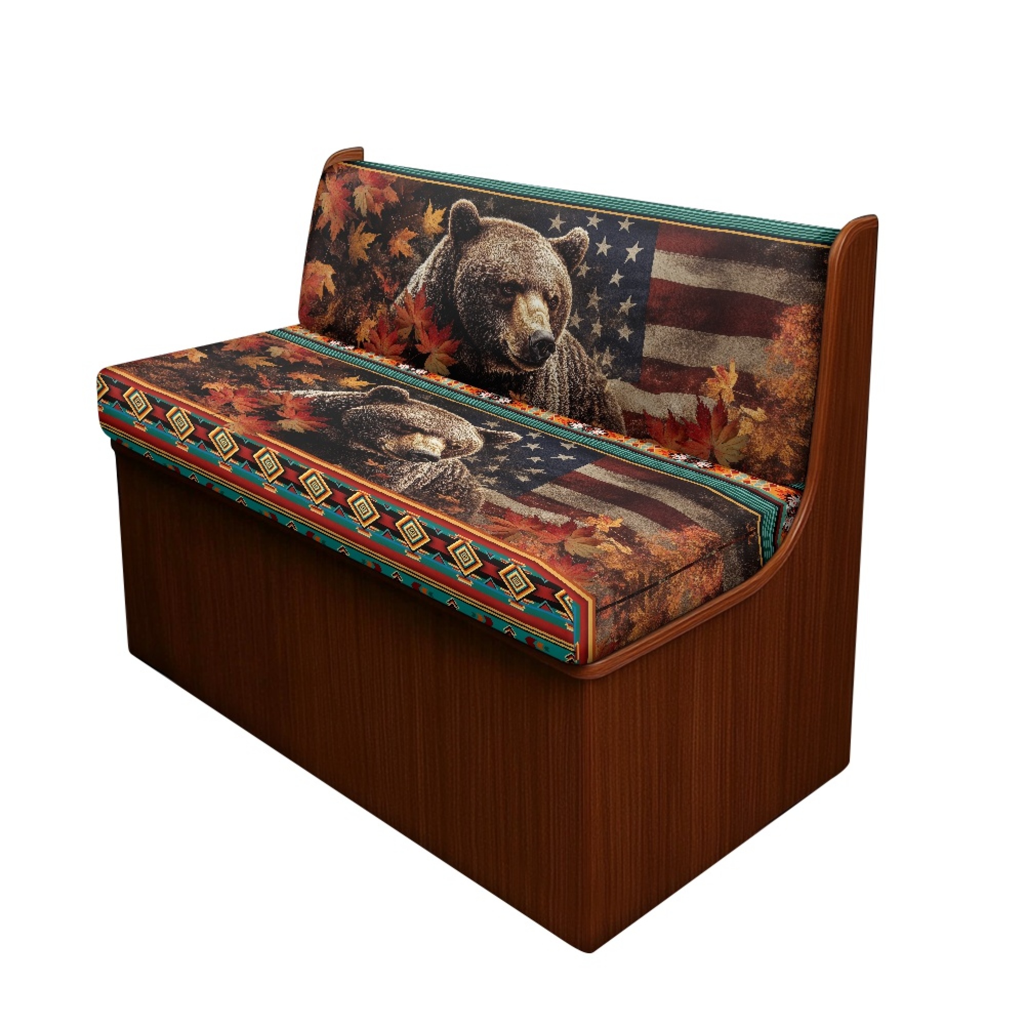 FOR U DESIGNS Bear Maple Leaf Geometric Pattern 2 Pcs RV Dinette Cushion Covers Replacement RV Dinette Booth Seats Cover Elastic Sofa Chair Cover Furniture Protector for RV Camper Car Bench