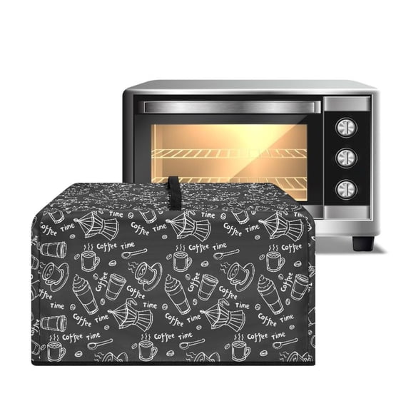 FOR U DESIGNS Blackboard Graffiti Print Microwave Oven Dust Cover Portable Microwave Oven Folding Covers Stain Resistant Toaster Oven Case Protector with Top Handle-S