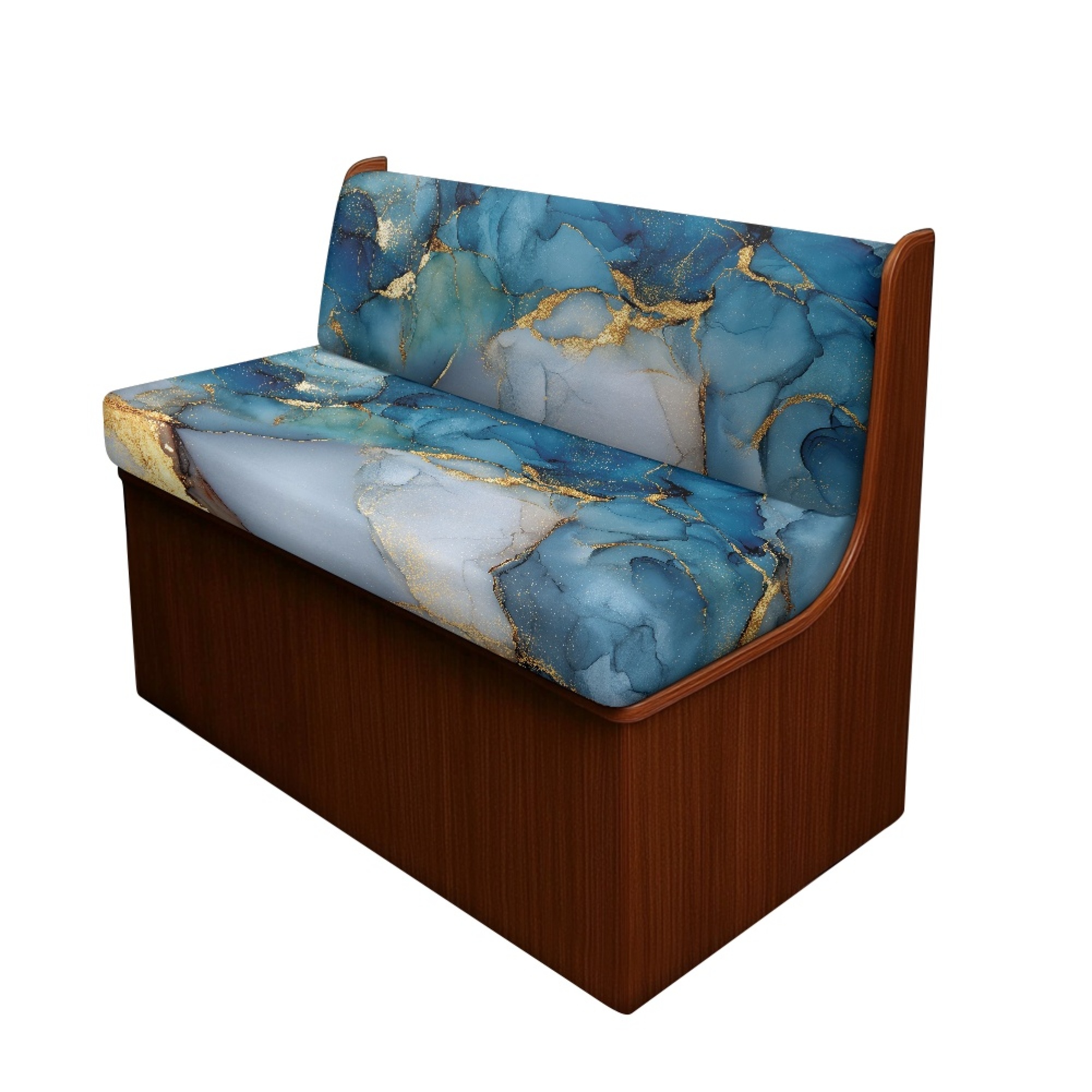 FOR U DESIGNS Blue Gold Marble Pattern 2 Pcs RV Dinette Cushion Covers Replacement RV Dinette Booth Seats Cover Elastic Sofa Chair Cover Furniture Protector for RV Camper Car Bench