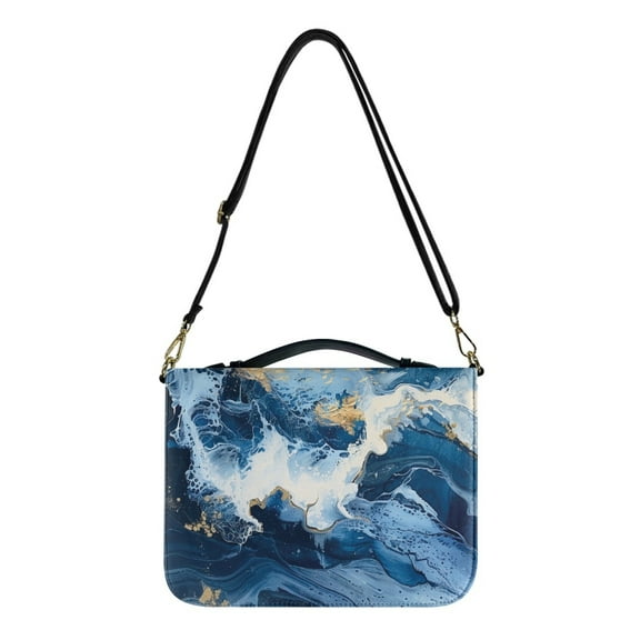 FOR U DESIGNS Blue Marble Stripes Bible Cases for Woman with Zipper Bible Bag for Men Leather Sturdy Bible Protective Carrier Waterproof Bible Protector Case Size 2XL Bible Bag for Bible Lover