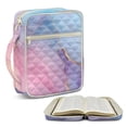 thumbnail image 1 of FOR U DESIGNS Blue Pink Marble Print Bible Case Quilted Bible Carrying Case Washable Bible Carrier Tote Bag with Zipper Pocket Book Cover Christian Bible Accessories, 1 of 7