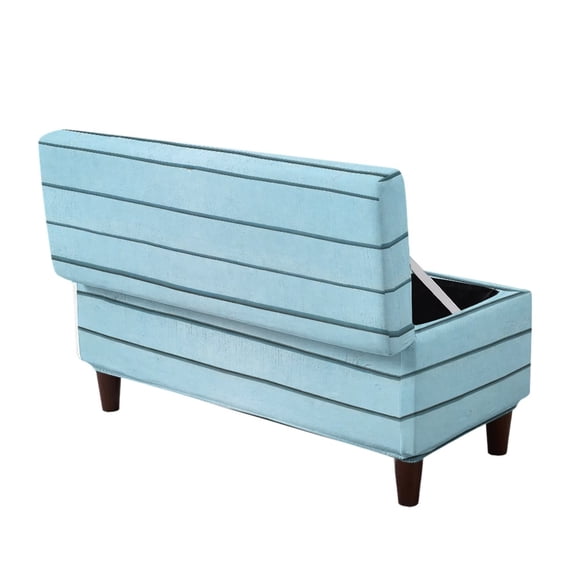 FOR U DESIGNS Blue Wooden Print Flip-Top Ottoman Stretch Slipcover, Washable Storage Footstool Slipcover with Elastic Band, Soft Durable Bench Protector for Hotel Pets Kids