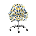 thumbnail image 1 of FOR U DESIGNS Blue Yellow Dot Pattern Dining Chair Cover Comfortable Curved Back Chair Slipcover with Arms, Office Desk Chairs Protector for Vanity Living Room Bedroom, 1 of 8
