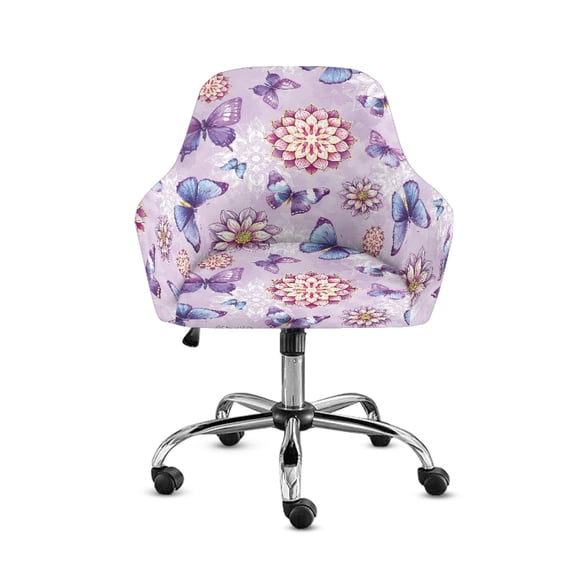FOR U DESIGNS Boho Mandala Butterfly Print Dining Chair Cover Breathable Chair Seat Slipcovers Reusable Modern Curved Back Armrests Chairs Protector for Bedroom Living Room Banquet
