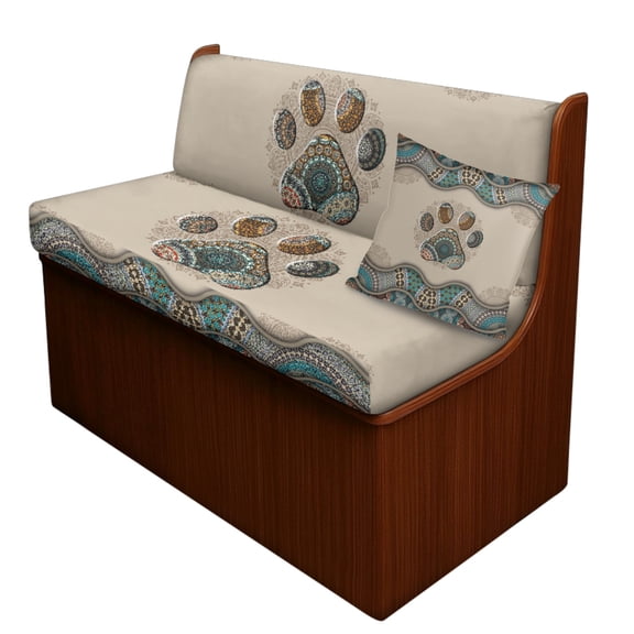 FOR U DESIGNS Boho Mandala Dog Paw Pattern 3 Pcs RV Dinette Cushion Covers Replacement RV Dinette Booth Seats Cover Sofa Chair Cover Pillowcase Furniture Protector for RV Camper Car Bench