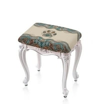 FOR U DESIGNS Boho Mandala Dog Paw Print Stool Covers Rectangle 2 pcs Removable Bar Stool Seat Covers Soft Vanity Bench Cover Stool Upholstered Protector Slipcover