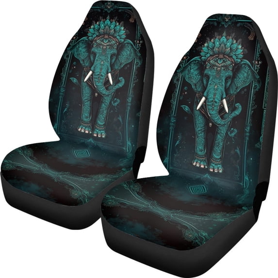 FOR U DESIGNS Boho Mandala Elehant Print Car Front Seat Covers Washable Driver Seat Cover with Backrest Scratch-Resistant Car Seat Protector Automotive Interior Accessories