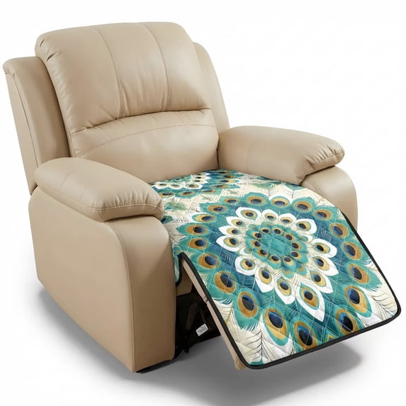 FOR U DESIGNS Boho Mandala Floral Print Sofa Cushion Slipcover Recliner Chair Cover for Large Recliner Waterproof Reclining Cushion Slipcover Non-Slip Armless Reclining Sofa Cover