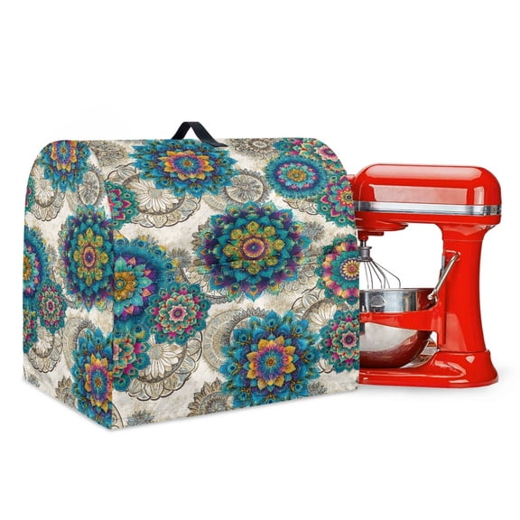 FOR U DESIGNS Boho Mandala Green Kitchen Aid Mixer Cover Foldable Dust Cover for Stand Mixer or Coffee Maker Food Processor Covers for Various Kitchen Appliance Accessories - S