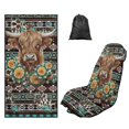 thumbnail image 1 of FOR U DESIGNS Boho Mandala Highland Cattle Aztec Print Car Seat Towel Cover for Front Seats, Auto Seat Cushion with Storage Bag, Multi-Functional Towel for Gym, Running, Swimming, 2 Pack, 1 of 7