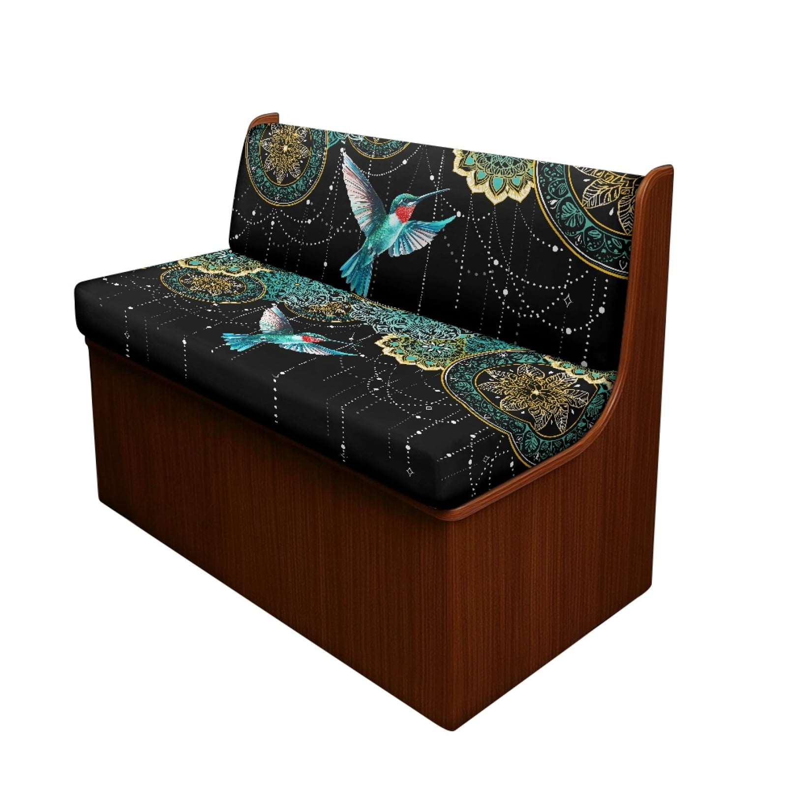 FOR U DESIGNS Boho Mandala Hummingbird Pattern 2 Pcs RV Dinette Cushion Covers Breathable Camper Cushion Slipcover Stretch 2 Seat Sofa Chair Cover Camper Seat Covers Dinette Booth