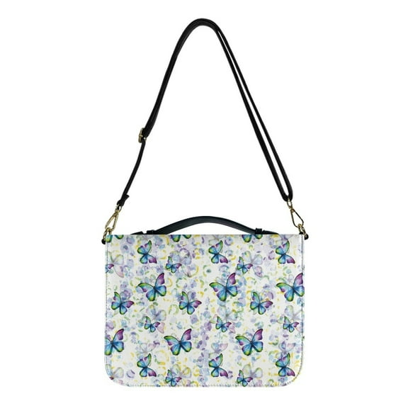 FOR U DESIGNS Butterfly Bible Case with Strap Size Large Washable Sturdy Bible Protector PU Leather Large Bible Cover Case for Women Aesthetic Bible Holder Carrying Organizer Bags