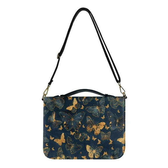 FOR U DESIGNS Butterfly Bible Covers for Women Men Girls Waterproof Leather Bible Study Bags and Totes with Zipper Bible Holder Carrying Organizer Bags Large Capacity Book Case Handbag