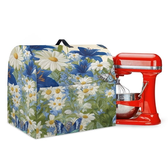 FOR U DESIGNS Butterfly Daisy Lily Kitchen Aid Mixer Cover Wear-Resistan Stand Mixer Dust Covers with Pocket and Organizer Bag Dust Cover for Stand Mixer or Coffee Maker - L