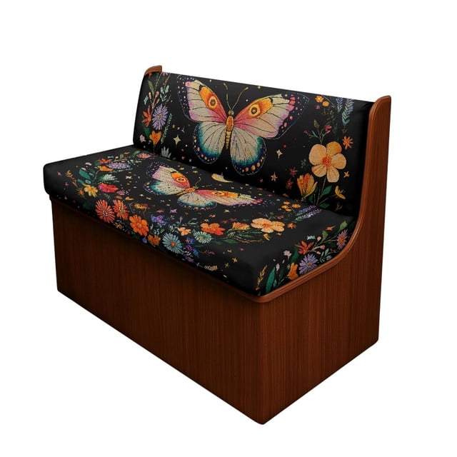FOR U DESIGNS Butterfly Flower Star Print 2 Pack RV Dinette Cushion Covers Stretch Camper Cushion Slipcover Non-Slip RV Couch Cover Sofa Slipover for Travel Trailer Couch