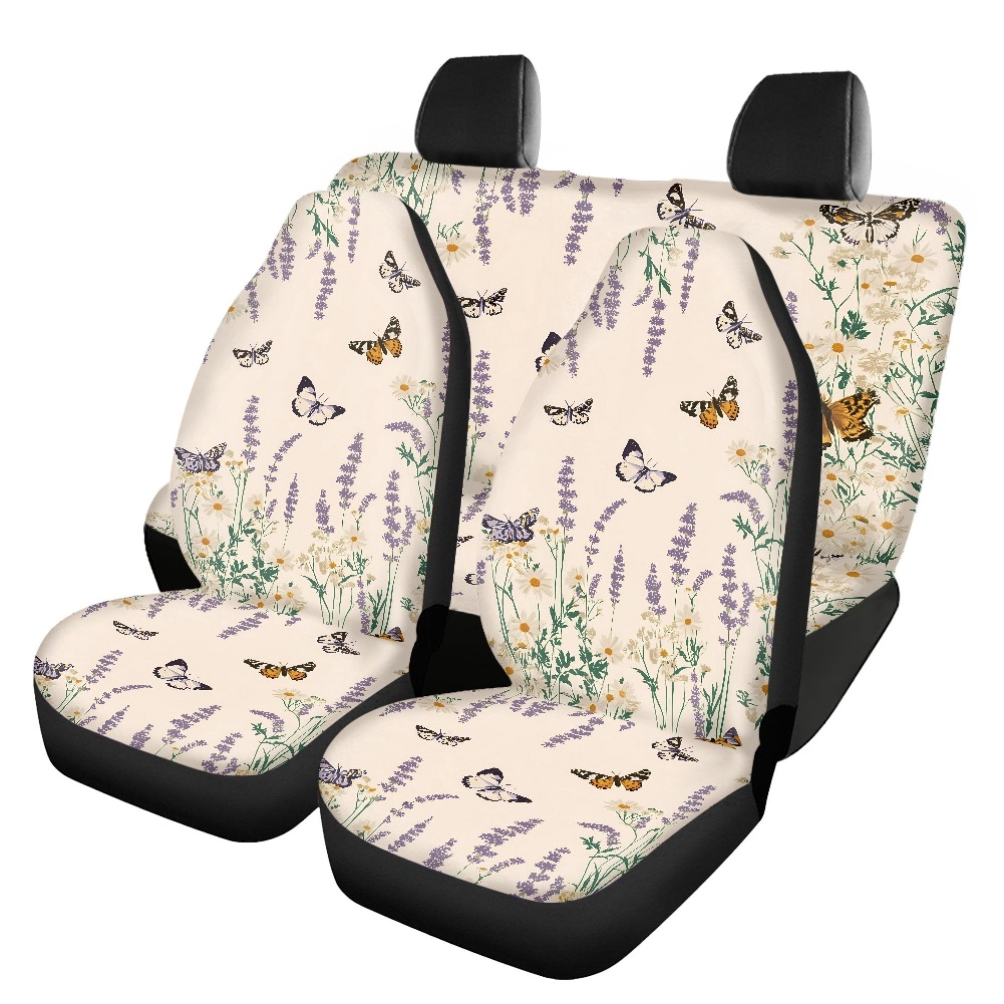 FOR U DESIGNS Butterfly Lavender Print Car Seat Covers Full Set Non ...