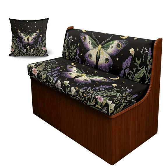 FOR U DESIGNS Butterfly Lavender Print RV Dinette Cushion Covers Washable Sofa Furniture Protector Stretch RV Couch Covers Include 1 Backrest Cover 1 Bench Cover and 1 Pillowcase