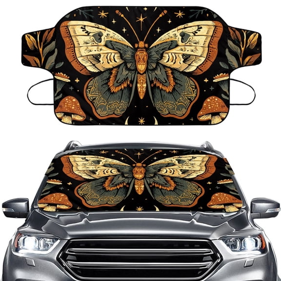 FOR U DESIGNS Butterfly Mushroom Pattern Car Windshield Snow Ice Cover Windshield Snow Ice Cover Used for Snow Protection, Rain and Sun, Winter Car Accessories Fits for Most Vehicler SUV Van